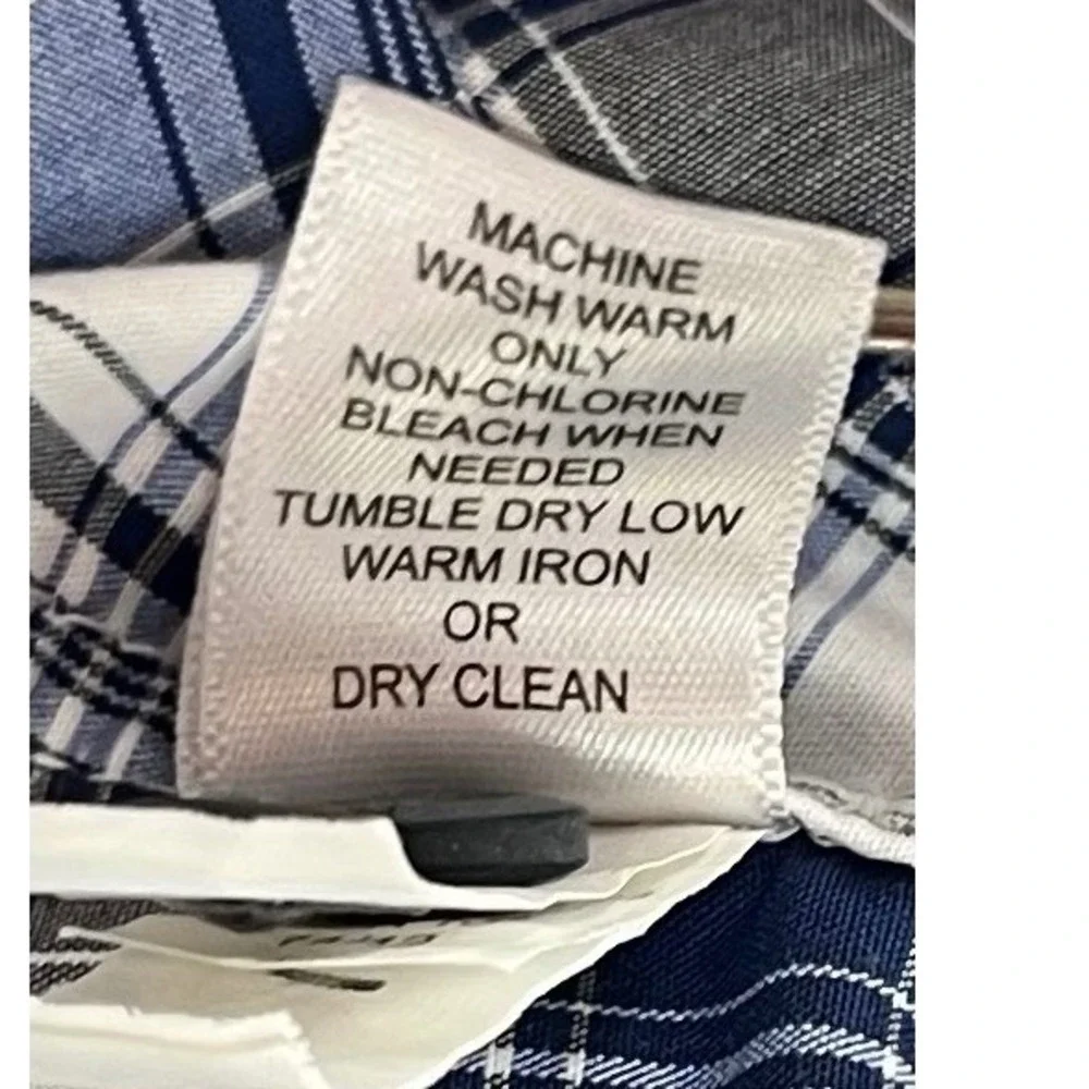 Banana Republic Mens Size XL Blue White Plaid Stretch Button Down Shirt